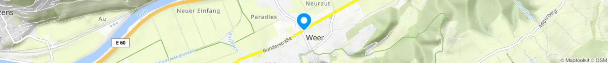 Kartendarstellung des Standorts für Apotheke Weer in 6116 Weer